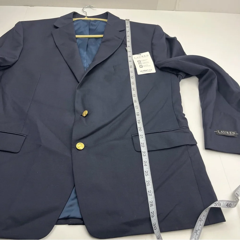 Lauren Ralph Lauren Lang Solid Navy Blue Wool-Blend Sport Coat Mens Size 46R NEW